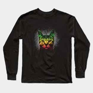 Cute Cat Reggae Color Long Sleeve T-Shirt